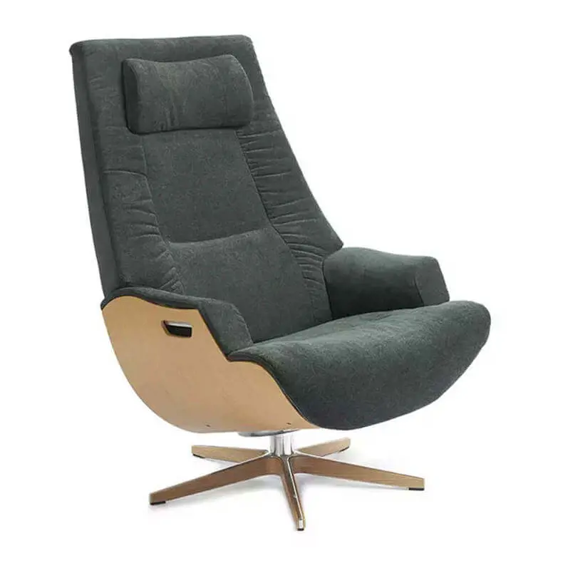 Partner Reclining Chair Swivel Base Wood Leather